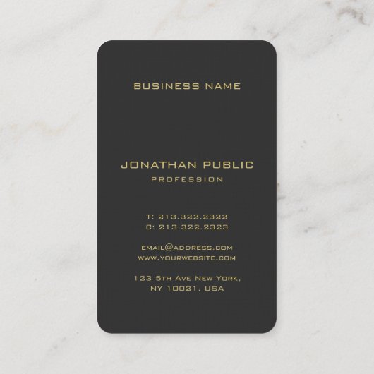 Aangepaste Monogram Elegante Faux Gold Verticale O Visitekaartje (Achterkant)