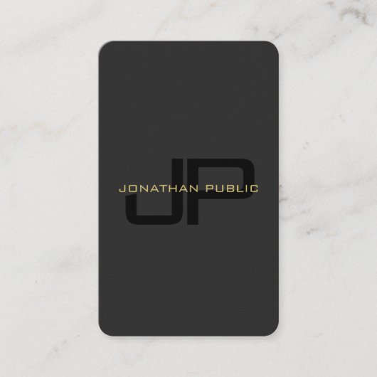 Aangepaste Monogram Elegante Faux Gold Verticale O Visitekaartje (Voorkant)