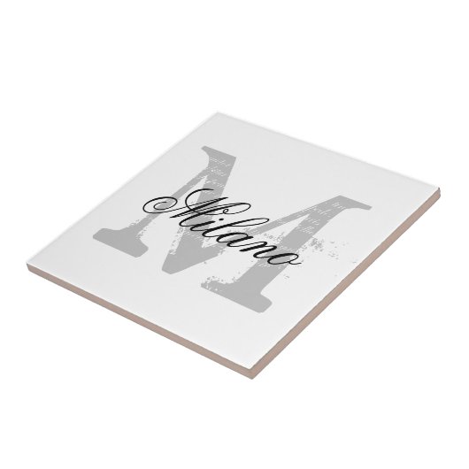 Aangepaste monogram elegante keramische tegel tegeltje (Zijkant)