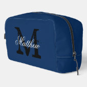 Aangepaste monogram elegante marineblauwe toiletta toilettasje (Rechterhoek)