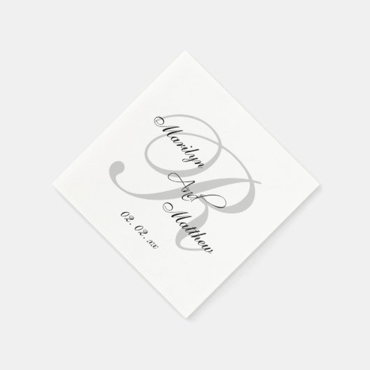 Aangepaste Monogram Elegante Trouwpapier Servetten (Hoek)