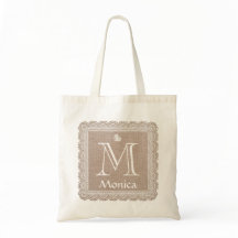 Aangepaste monogram en naam Burlap Lace V02E