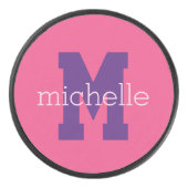 Aangepaste monogram en naam hockey puck (Voorkant)