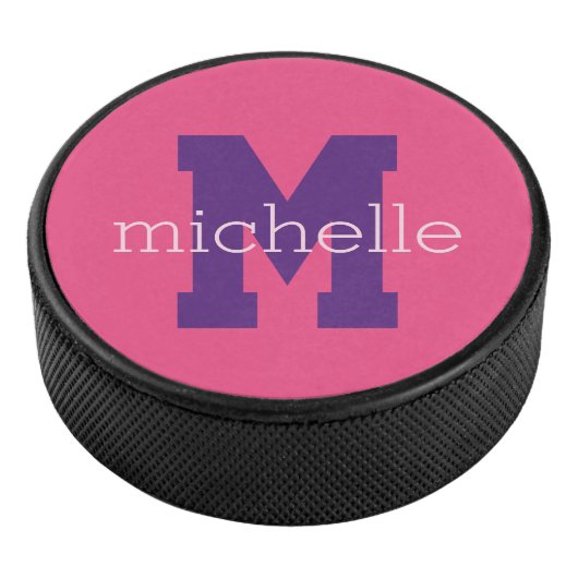 Aangepaste monogram en naam hockey puck (3/4)