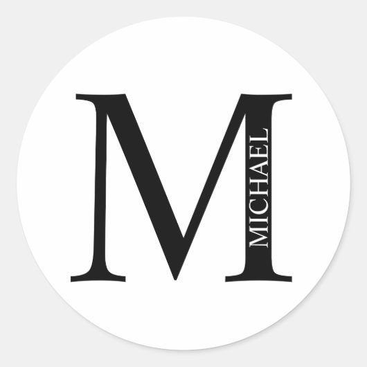 Aangepaste monogram en naam Klassieke ronde muis Ronde Sticker (Voorkant)