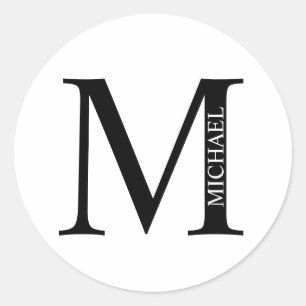 Aangepaste monogram en naam Klassieke ronde muis Ronde Sticker