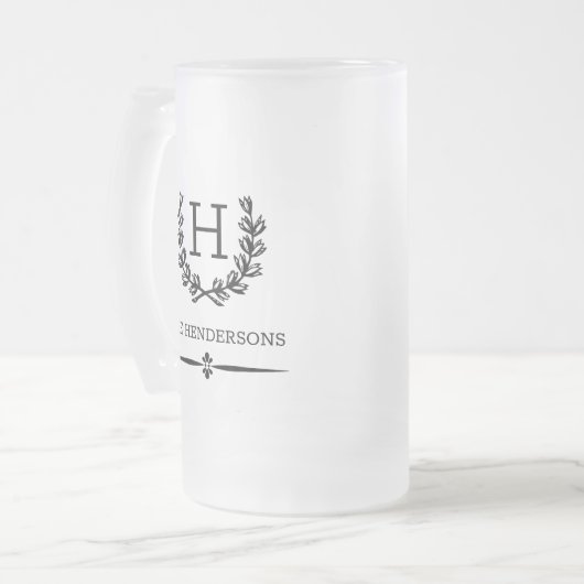 Aangepaste monogram en naam Laurel Matglas Bierpul (Voorkant links)
