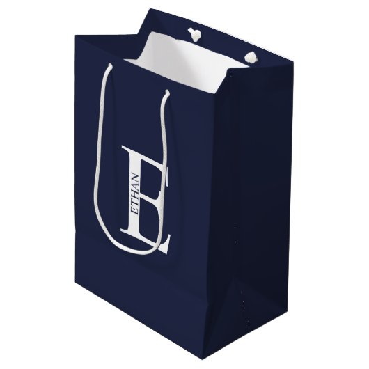 Aangepaste monogram en naam Middelgrote Gift Bag Medium Cadeauzakje (Voorkant Gekanteld)