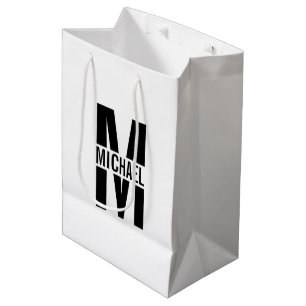 Aangepaste monogram en naam Middelgrote Gift Bag Medium Cadeauzakje