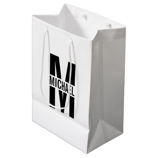 Aangepaste monogram en naam Middelgrote Gift Bag Medium Cadeauzakje (Voorkant Gekanteld)