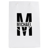Aangepaste monogram en naam Middelgrote Gift Bag Medium Cadeauzakje (Voorkant)