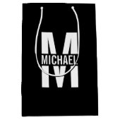 Aangepaste monogram en naam Middelgrote Gift Bag Medium Cadeauzakje (Voorkant)