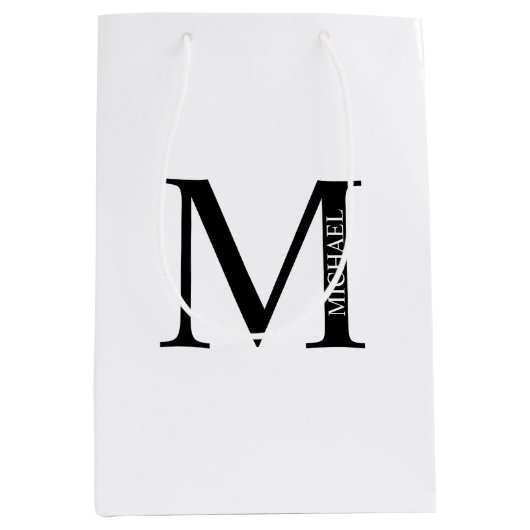 Aangepaste monogram en naam Middelgrote Gift Bag Medium Cadeauzakje (Voorkant)