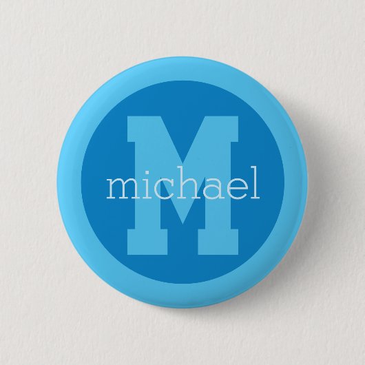 Aangepaste monogram en naam ronde button 5,7 cm (Voorkant)
