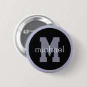 Aangepaste monogram en naam ronde button 5,7 cm (Voorkant /achterkant)