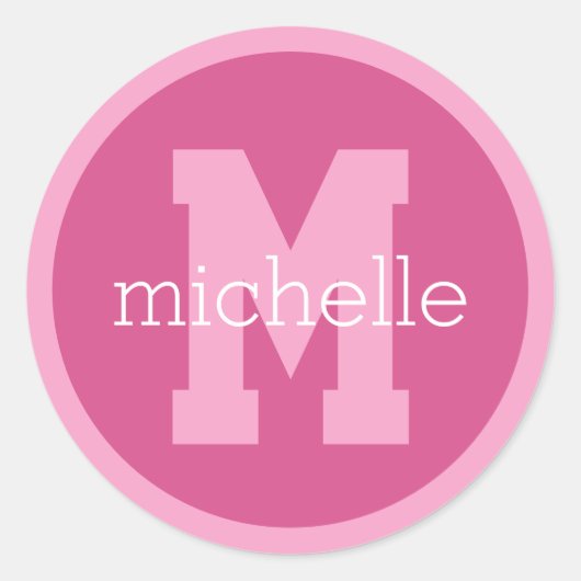 Aangepaste monogram en naam ronde sticker (Voorkant)