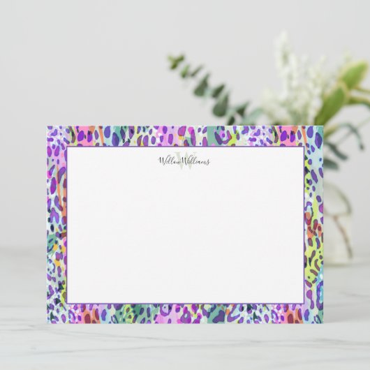 Aangepaste monogram en naam van het waterverf Leop Bedankkaart (Staand voorkant)