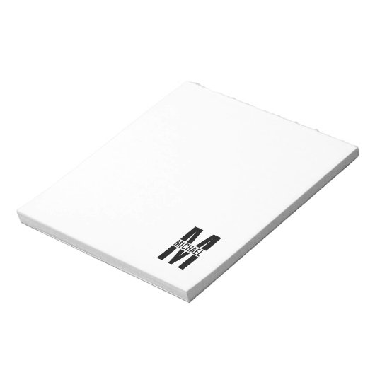 Aangepaste monogram- en naamakerij notitieblok (Linkerzijde)