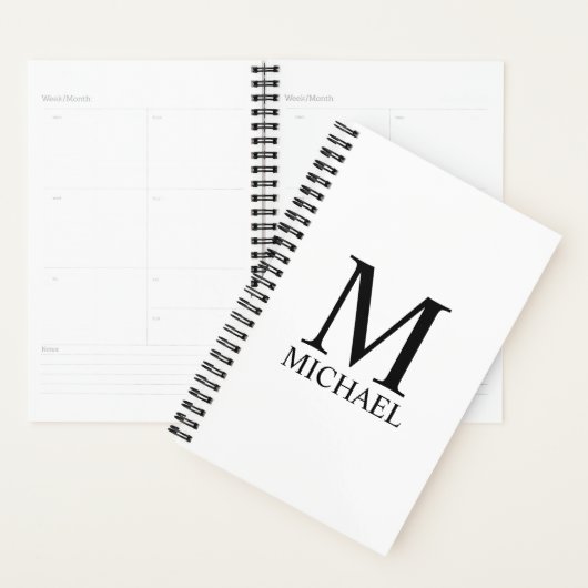 Aangepaste monogram en naamplaatje planner (Display)