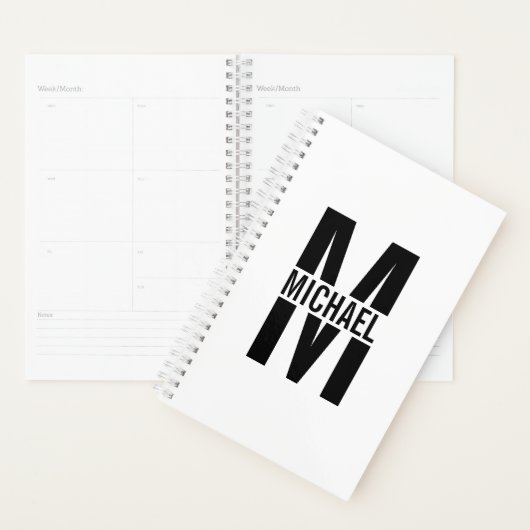 Aangepaste monogram en naamplaatje planner (Display)