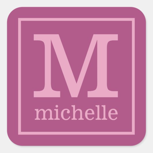 Aangepaste monogram- en naamstickers vierkante sticker (Voorkant)