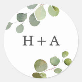 Aangepaste monogram eucalyptus bruiloft Sticker