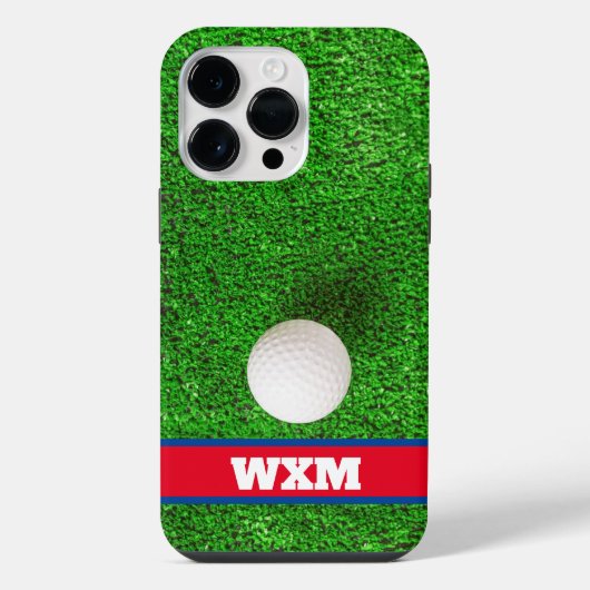 Aangepaste monogram fairway golfbal iPhone hoesje (Achterkant)