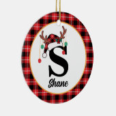 Aangepaste Monogram Familie Kerstmis Geplaagd Sant Keramisch Ornament (Rechts)