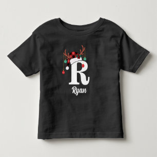 Aangepaste Monogram Familie Kerstmis Geplaagd Sant Kinder Shirts