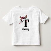 Aangepaste Monogram Familie Kerstmis Geplaagd Sant Kinder Shirts (Voorkant)