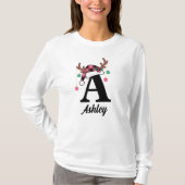Aangepaste Monogram Familie Kerstmis Geplaagd Sant T-shirt (Voorkant)