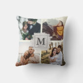 Aangepaste monogram familienaam bruiloft foto coll kussen (Achterkant)