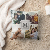 Aangepaste monogram familienaam bruiloftsfotocolla kussen (Deken)