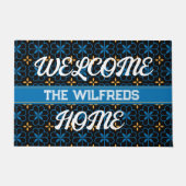 Aangepaste Monogram Familienaam Mediterrane Deurma Deurmat (Voorkant)