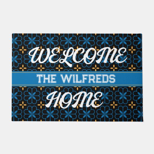 Aangepaste Monogram Familienaam Mediterrane Deurma Deurmat (Voorkant)