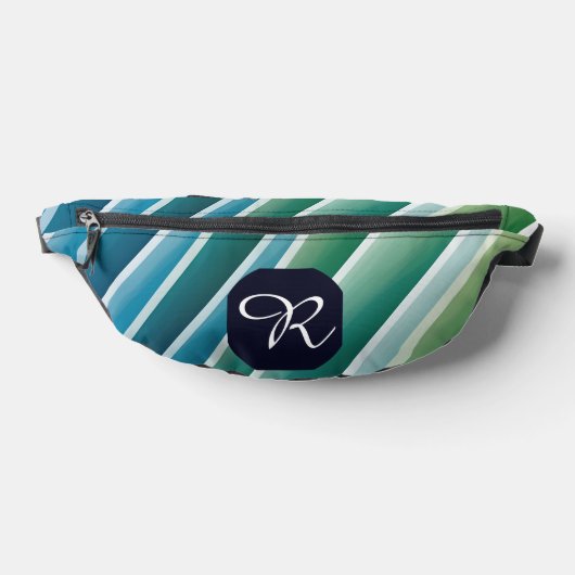 Aangepaste Monogram Fanny Pack – Abstract Blauw Gr Heuptasje (Liggend)