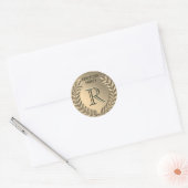 Aangepaste Monogram Faux Gold Folie Familie Ronde Sticker (Envelop)