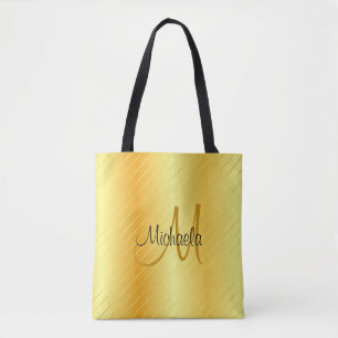 Aangepaste monogram Faux Gold Modern Elegant Sjabl Tote Bag