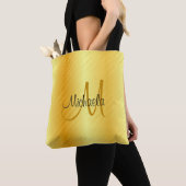 Aangepaste monogram Faux Gold Modern Elegant Sjabl Tote Bag (Dichtbij)