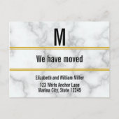Aangepaste monogram Faux Marble Moving Announge Briefkaart (Voorkant)