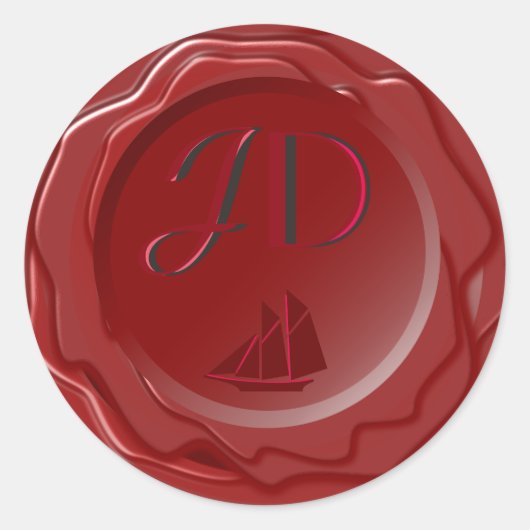 Aangepaste Monogram Faux Wax Seal Sticker (Voorkant)