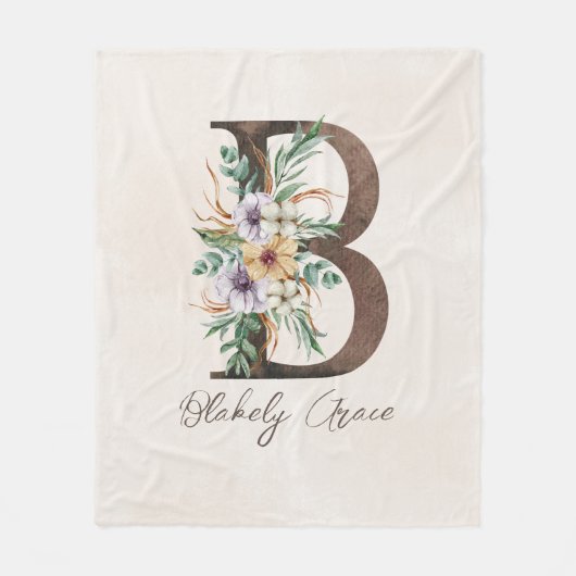 Aangepaste monogram fleece bank, Initiaal B (Voorkant)