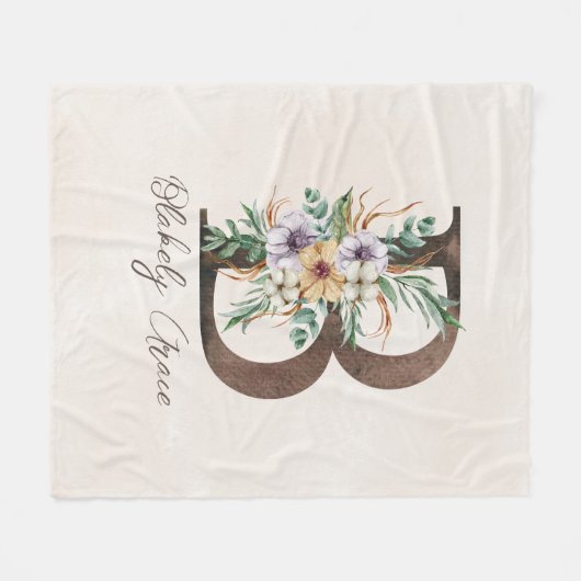 Aangepaste monogram fleece bank, Initiaal B (Voorkant (Horizontaal))