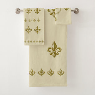 Aangepaste Monogram Fleur de Lis badhanddoek set Bad Handdoek