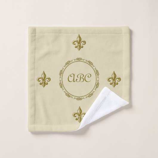 Aangepaste Monogram Fleur de Lis badhanddoek set Bad Handdoek (Wasdoekje)