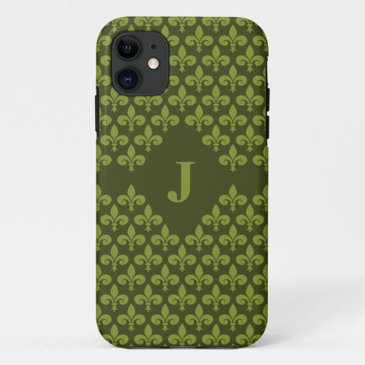Aangepaste monogram Fleur-De-Lis iPhone 5 Case-Mat Case-Mate iPhone Case (Achterkant)