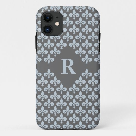 Aangepaste monogram Fleur-De-Lis iPhone 5 Hoesje-M Case-Mate iPhone Case (Achterkant)