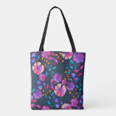 Aangepaste monogram Floral marinescheepvaart Kleur Tote Bag (Achterkant)