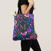 Aangepaste monogram Floral marinescheepvaart Kleur Tote Bag (Dichtbij)