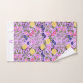 Aangepaste monogram floranje trendy schattig roze  handdoek (Handdoek)
